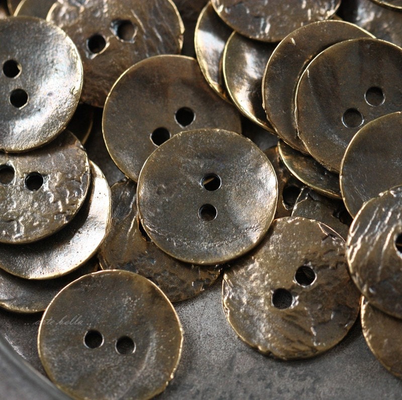 sale .. WAVY BUTTON No. 43 .. 2 Mykonos Greek Buttons 16mm (M43-2)
