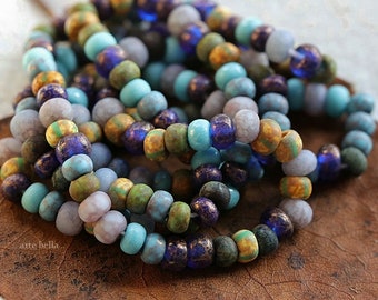 Matte MAJESTIC SEED MIX No. 8720 .. 20" Premium Etched Picasso Czech Glass Aged Stripe Bead Mix Size 6/0-7/0 (8720-st)