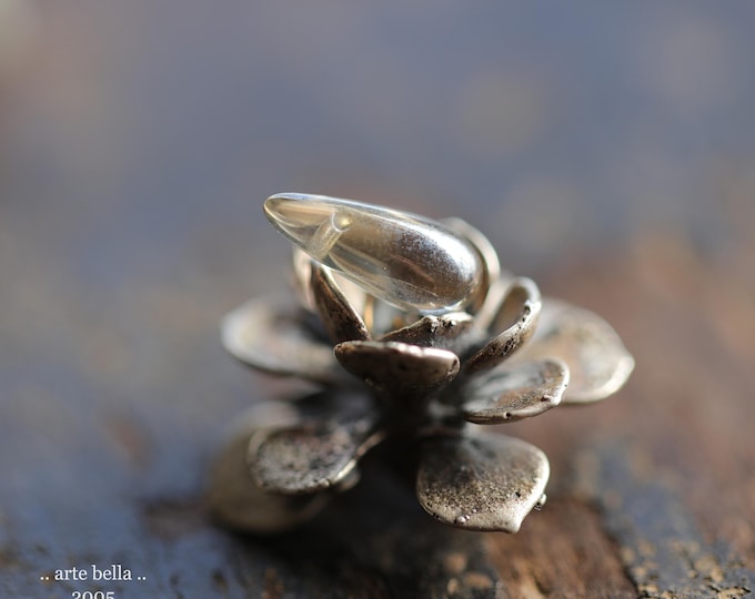 SILVERED DRIPS .. 20 Premium Luster Picasso Czech Glass Teardrop Bead 12x5mm (2005-20) .. jewelry supplies