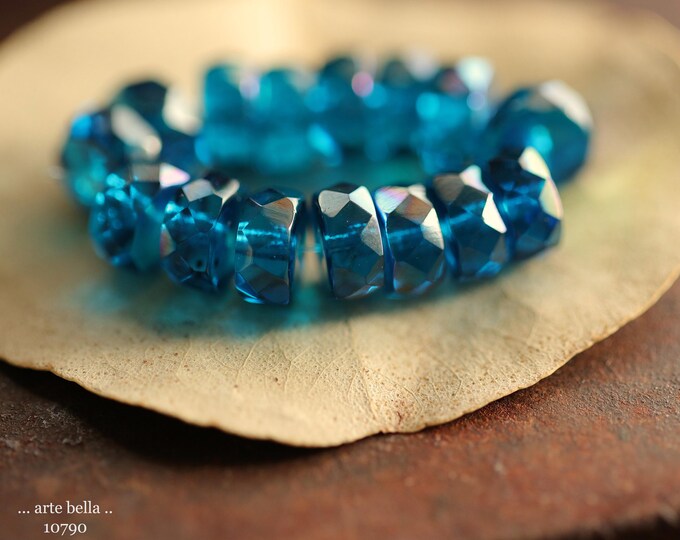 MYSTIC PACIFIC WHEELS .. 15 Premium Czech Glass Faceted Heishi Rondelle Bead 4x8mm (10790-st) .. jewelry supplies