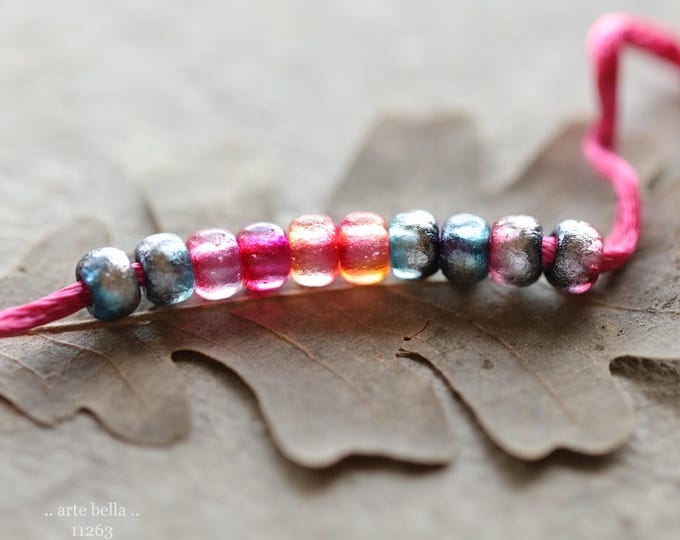 New .. PRINCESS PETUNIA SEEDS .. 50 Etched Czech Glass Seed Bead Mix Size 2/0 (11263-50) .. jewelry supplies