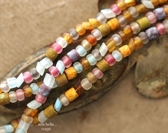 New .. MATTE ENGLISH GARDEN No. 11256 .. 23" Premium Etched Picasso Czech Glass Rustic Seed Bead Mix Size 6/0 (11256-st) .. jewelry supplies