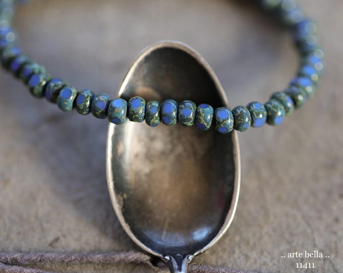 New .. MOSSY ROYAL SEEDS .. 50 Premium Picasso Czech Glass Faceted Seed Beads Size 6/0 4x3mm (11411-st) .. jewelry supplies