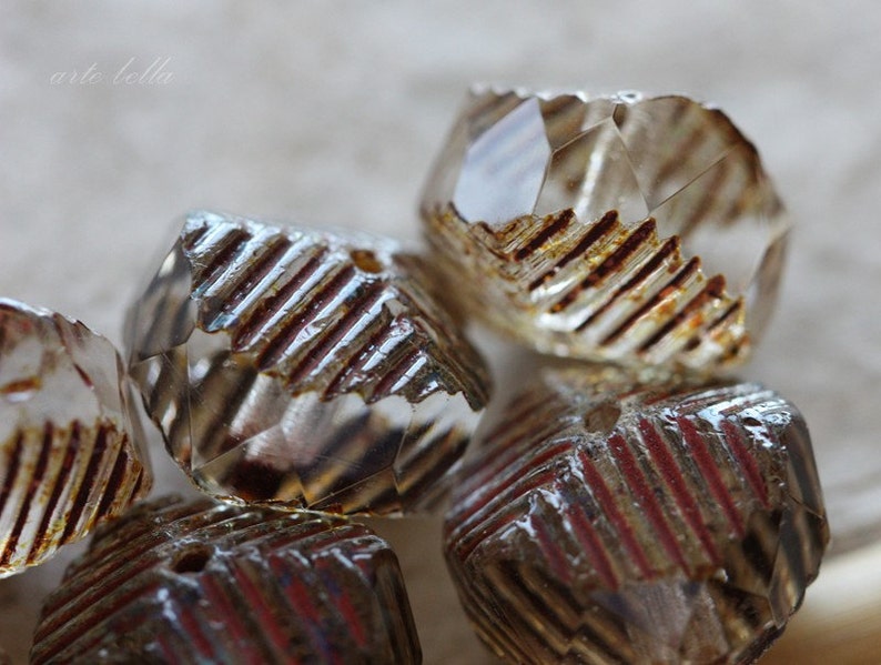 3495-6 6 Premium Picasso Czech Glass Bead 14x10mm WICKED WAVES .