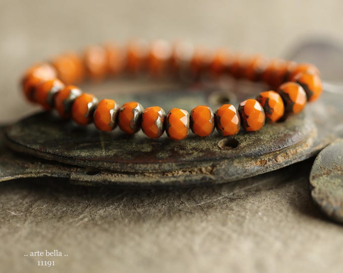 premium glass beads .. EARTHY PUMPKIN BABIES .. New 30 Picasso Czech Glass Faceted Rondelle Beads 3x5mm (11191-st) .. jewelry supplies