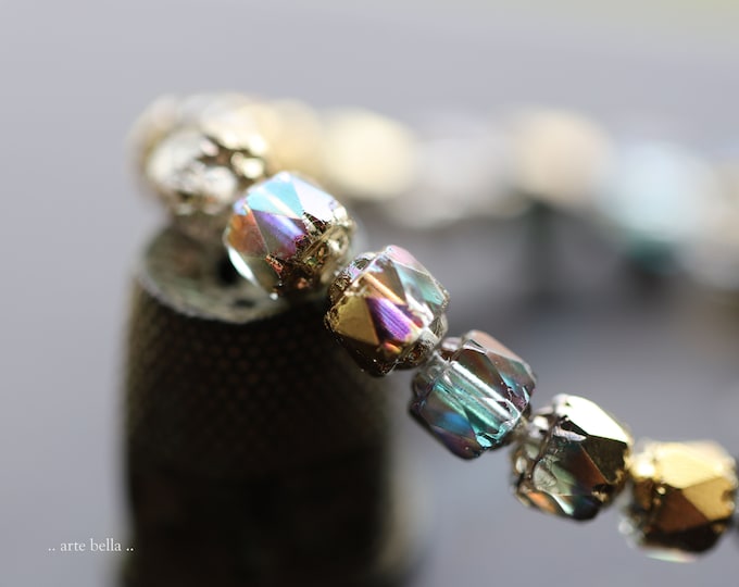 MYSTIC GOLD CATHEDRALS .. 20 Premium Czech Glass Faceted Cathedral Beads 6mm (9199-st)