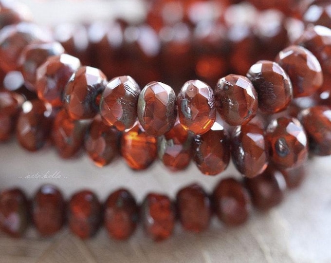 back in stock .. EARTHY ZINNIA BABIES .. 30 Premium Picasso Czech Glass Faceted Rondelle Beads 3x5mm (4488-st) .. jewelry supplies