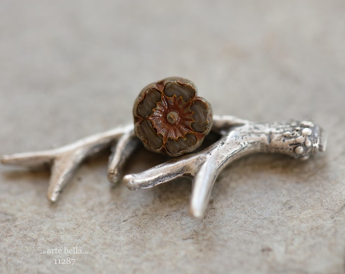 New .. MOCHA LATTE PANSY .. 10 Premium Picasso Czech Glass Flower Bead Mix 8mm (11287-10) .. jewelry supplies