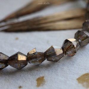 premium glass beads .. BRONZE PLUM TINK .. 25 Picasso Czech Faceted Bicone Beads 6mm (4867-st) .. jewelry supplies
