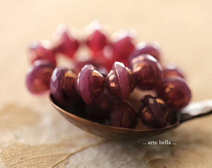 BRONZED HEATHER BLISS .. 10 Premium Czech Glass Saturn Beads 8x10mm (9825-st) .. jewelry supplies
