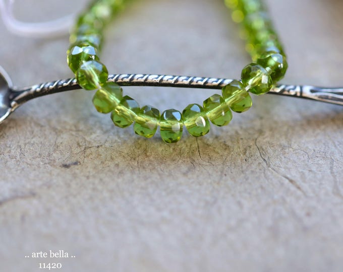 New .. GRASSLAND BABIES .. 30 Premium Czech Glass Faceted Rondelle Beads 3x5mm (11420-st) .. jewelry supplies