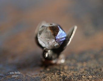 BLUE MERCURY POPS .. 10 Premium Czech Glass English Cut Beads 10x12mm (10157-10) .. jewelry supplies