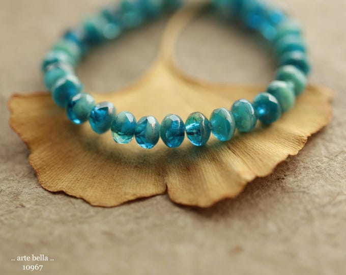 BRONZED OCEANIC BABIES .. New 30 Premium Luster Picasso Czech Glass Faceted Rondelle Beads 3x5mm (10967-st) .. jewelry supplies