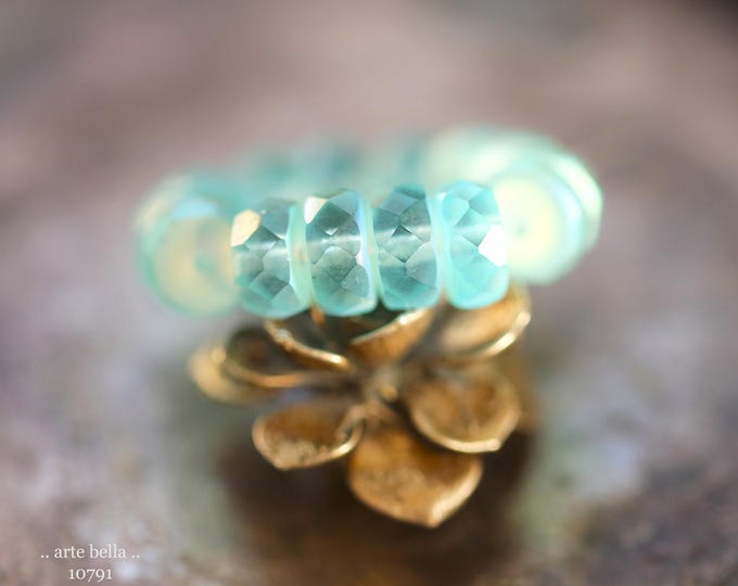Matte MYSTIC SKY WHEELS .. 15 Premium Czech Glass Faceted Heishi Rondelle Bead 4x8mm (10791-st) .. jewelry supplies