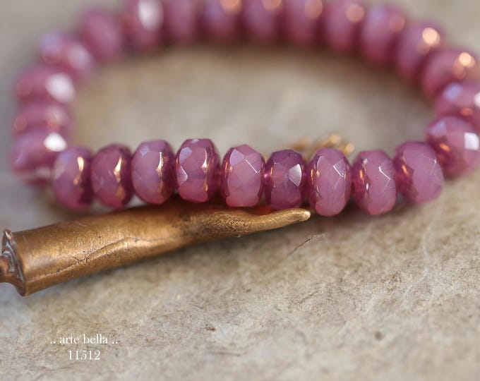 New .. BRONZED ROSE PEBBLES .. 25 Premium Czech Glass Faceted Rondelle Beads 5x7mm (11512-st) .. jewelry supplies