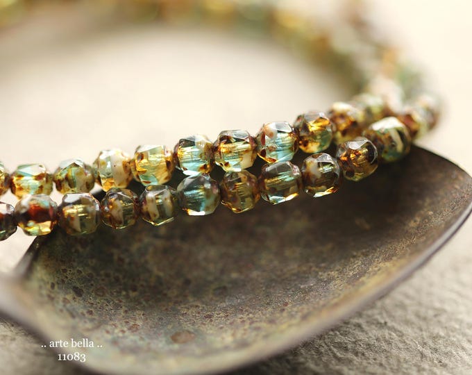 back in stock .. RIVER WILD BEBE Cathedrals .. New 40 Premium Picasso Czech Glass Faceted Cathedral Beads 4mm (11083-st) .. jewelry supplies