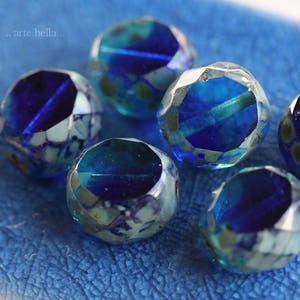 back in stock .. TROPICAL SLABS .. 6 Premium Picasso Czech Table Cut Glass Beads 12mm (6192-6) .. jewelry supplies