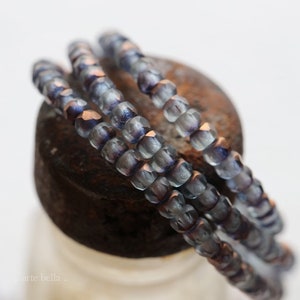 MATTE BRONZED BLUE Bits .. 50 Premium Czech Matte Glass Faceted Rondelle Beads 2x3mm (8269-st)