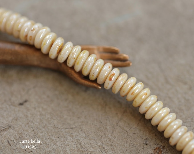 New .. PEARL LUSTER DISCS .. 50 Premium Luster Picasso Czech Glass Rondelle Spacer Beads 6x2mm (11323-50) .. jewelry supplies