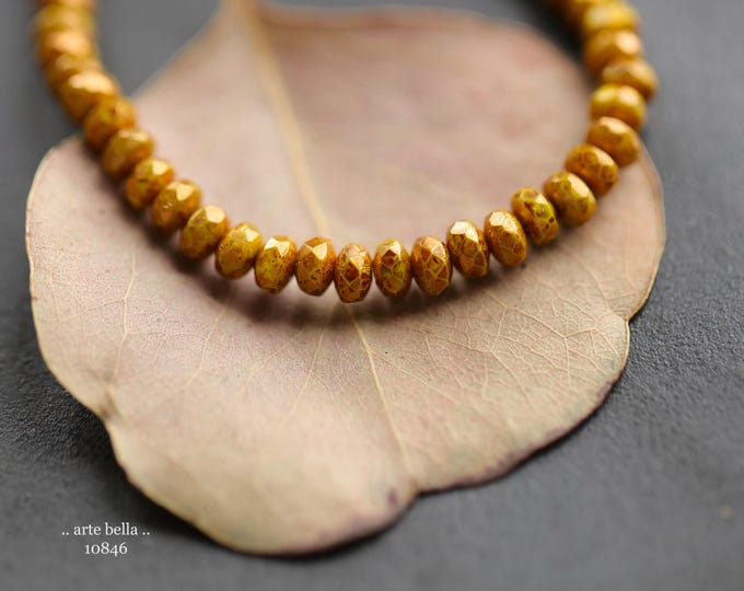 BRONZED DANDELION BITS .. New 50 Premium Czech Glass Faceted Rondelle Beads 2.5x4mm (10846-st) .. jewelry supplies