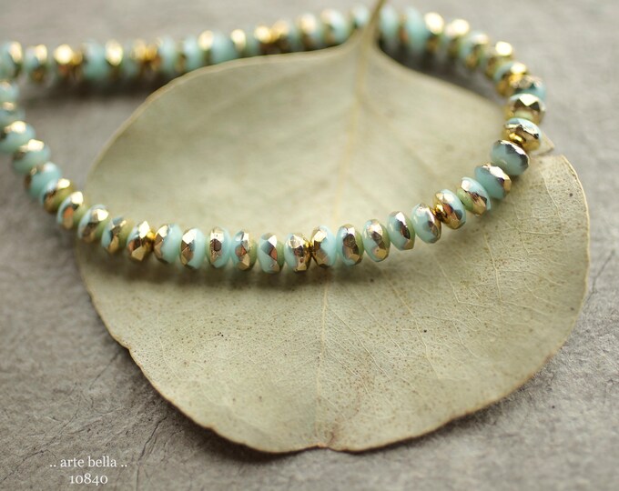 GOLDEN MINT BITS .. New 50 Premium Czech Glass Faceted Rondelle Beads 2.5x4mm (10840-st) .. jewelry supplies
