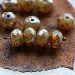 back in stock .. CASHMERE GLOW .. 25 Premium Picasso Czech Glass Faceted Rondelle Beads 6x8mm (2598-st) .. jewelry supplies