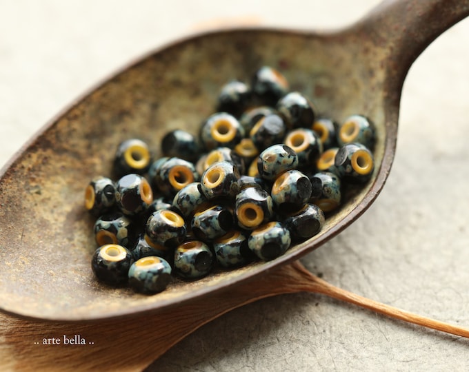 EARTHY TWILIGHT SEEDS No. 9152 .. 100 Premium Picasso Czech Glass Tri-Cut Seed Beads Size 6/0 (9152-100) .. jewelry supplies