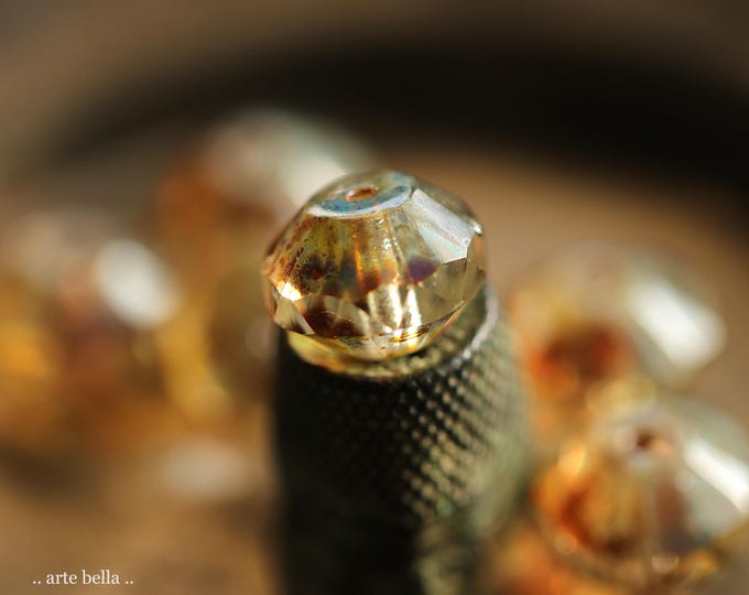 WICKED .. 6 Premium Picasso Czech Glass Faceted Rivoli Bead 9x14mm (2331-6) .. jewelry supplies