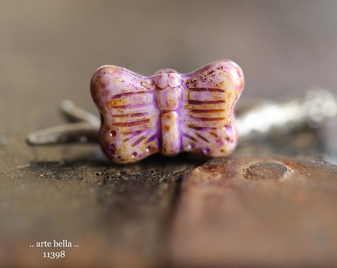 New .. EARTHY THISTLE FLUTTER Mix .. 10 Picasso Czech Glass Butterfly Beads 11x16mm (11398-st) .. jewelry supplies