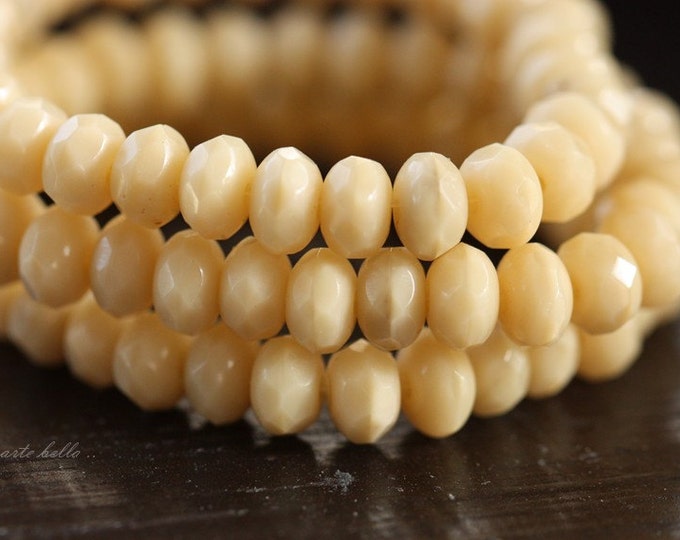 back in stock .. SIMPLY CREAM BABIES .. 30 Premium Czech Glass Faceted Rondelle Beads 3x5mm (4179-st) .. jewelry supplies