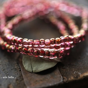 last ones .. GOLDEN PINK SEEDS .. 50 Premium Czech Glass Faceted Seed Bead Size 6/0 (9737-st)