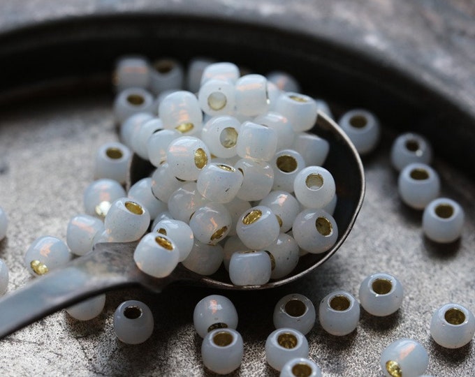 WHITE GLOW SEEDS .. 100 Japanese Toho PermaFinish Glass Seed Bead Size 6/0 (7239-100) .. jewelry supplies