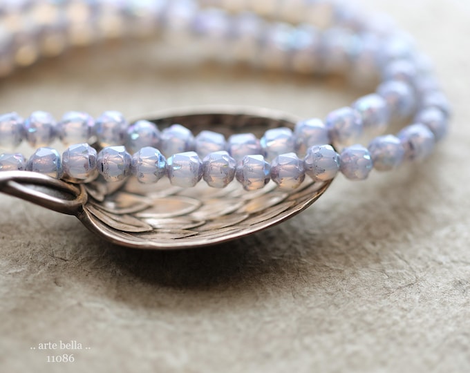 MYSTIC LILAC BEBE Cathedrals .. New 40 Premium Czech Matte Glass Faceted Cathedral Beads 4mm (11086-st) .. jewelry supplies
