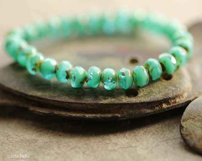 DEEP OCEAN BABIES .. 30 Premium Picasso Czech Glass Faceted Rondelle Beads 3x5mm (10884-st) .. jewelry supplies
