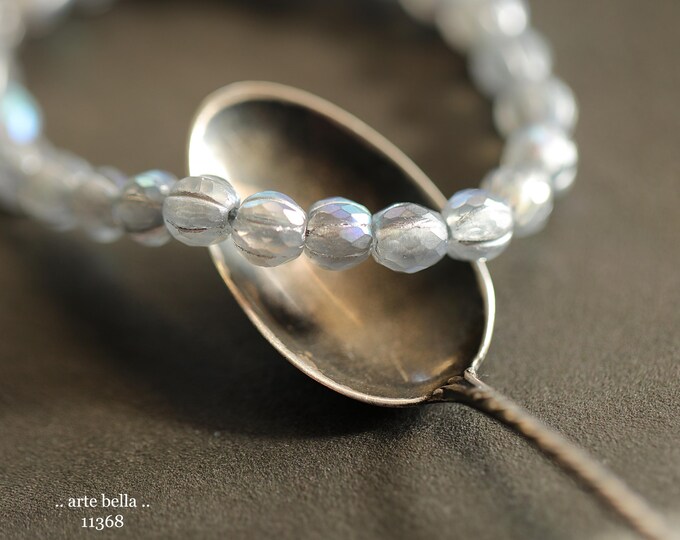 New .. MYSTIC GRAY GLITZ .. 25 Premium Matte Czech Glass Faceted Melon Beads 6mm (11368-st) .. jewelry supplies