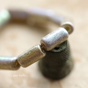 premium Glasperlen .. SILVERED Mystic Tubes .. 10 Stück Czech Glass Metallic Luster Tube Beads 14 x 7 mm (9862-st) ..Schmuckzubehör .