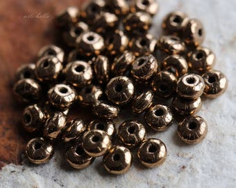 premium glass beads .. BRONZE BITS .. 100 Metallic Czech Glass Rondelle Beads 2x3mm (5773-st) .. jewelry supplies