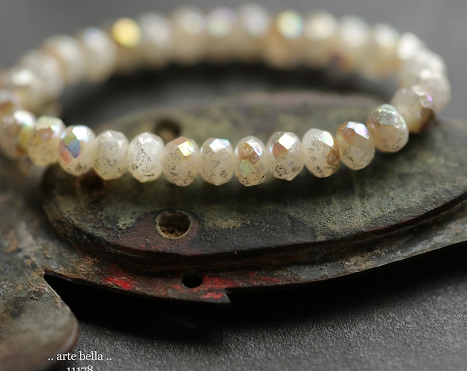 premium glass beads .. MYSTIC MERCURY OPAL Babies .. New 30 Czech Glass Faceted Rondelle Beads 3x5mm (11178-st) .. jewelry making supplies