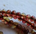 POMEGRANATE PEBBLES .. 25 Premium Picasso Czech Glass Faceted Rondelle Beads 5x7mm (4993-st) .. jewelry supplies