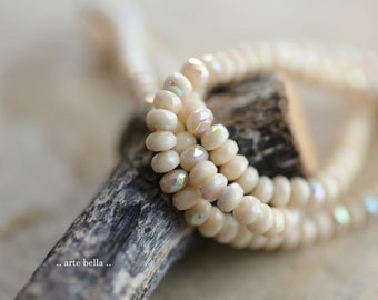 MYSTIC IVORY BITS .. 50 Premium Czech Glass Faceted Rondelle Beads 2.5x4mm (9638-st)