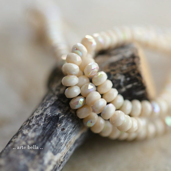 MYSTIC IVORY BITS .. 50 Premium Czech Glass Faceted Rondelle Beads 2.5x4mm (9638-st)