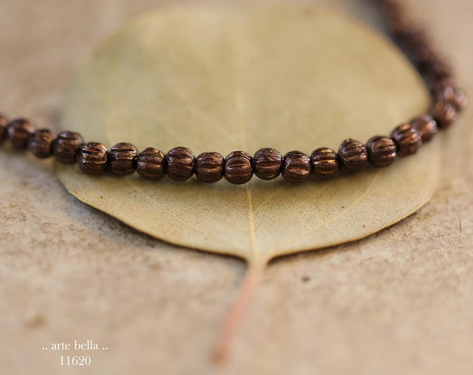 New .. DARK CHOCOLATE MINI Melons .. 100 Premium Metallic Luster Czech Glass Bead Mix 3mm (11620-st) .. jewelry supplies