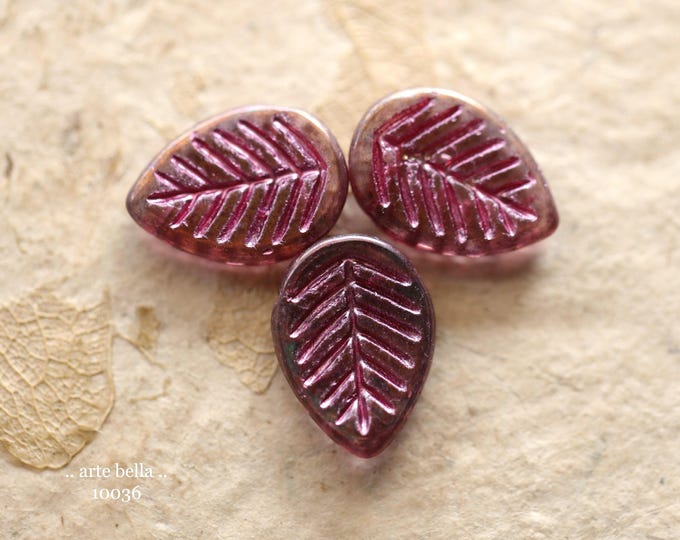 back in stock .. BRONZED MULBERRY LEAVES .. 8 Premium Czech Glass Dogwood Leaf Beads 12x16mmmm (10036-8) .. jewelry supplies