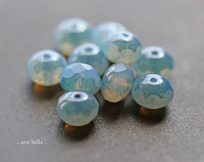 back in stock .. BLUE MOON .. 25 Premium Picasso Czech Glass Faceted Rondelle Beads 6x8mm (9374-st) .. jewelry supplies