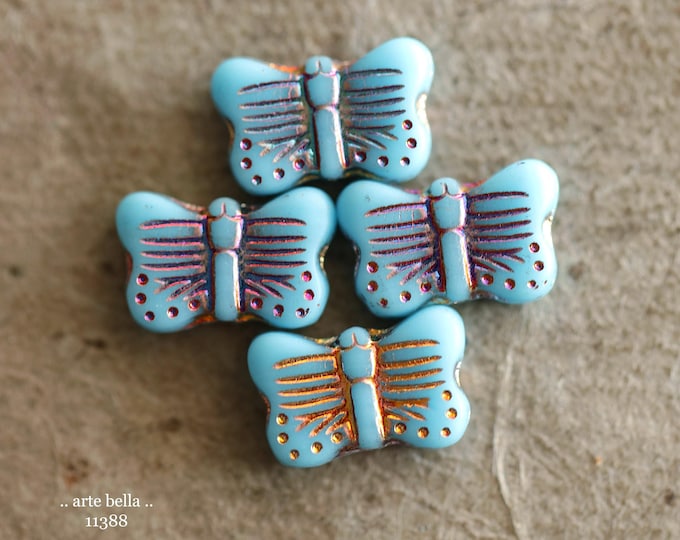 New .. MYSTIC SKY FLUTTER Mix .. 10 Premium Matte Czech Glass Butterfly Bead 11x16mm (11388-st) .. jewelry supplies