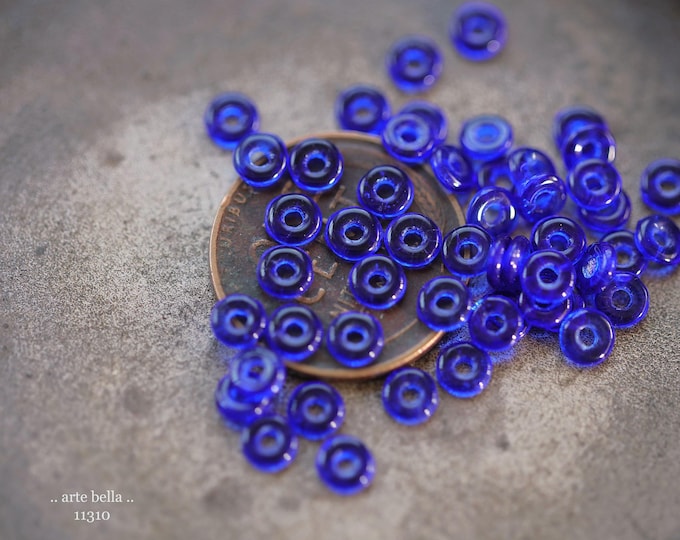 New .. SIMPLY COBALT RINGS .. 100 Premium Czech Glass O Ring Spacer Beads 4x1mm (11310-100) .. jewelry supplies