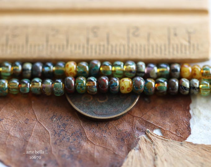 back in stock .. CIRCUS SEED MIX No. 10670 .. 20" Premium Picasso Czech Aged Striped Glass Seed Bead Mix Size 6/0 (10670-st)