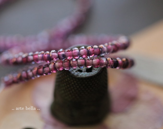 BRONZED BOYSENBERRY BITS .. 50 Premium Czech Glass Gem Cut Micro Faceted Rondelle Beads 3x2mm (9448-st) .. jewelry supplies