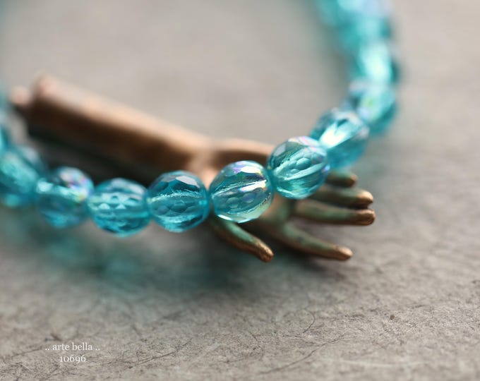 MYSTIC AQUA GLITZ 6mm .. 25 Premium Czech Glass Faceted Melon Beads (10696-st) .. jewelry supplies