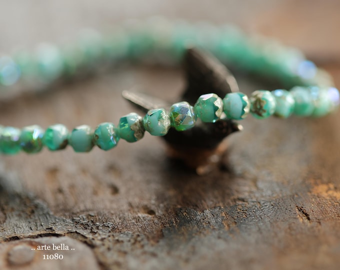 MYSTIC OCEAN BEBE Cathedrals .. New 40 Premium Czech Glass Faceted Cathedral Beads 4mm (11080-st) .. jewelry supplies
